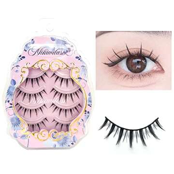 Manga Lashes, Black Band Anime Lashes 4 Pack, Spiky Anime False Eyelashes Natural Look, Japanese Las...