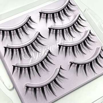 Manga Lashes, Black Band Anime Lashes 4 Pack, Spiky Anime False Eyelashes Natural Look, Japanese Lashes Looks Like Cluster Manga Lashes Individual, Reusable Cosplay Wispy Strip Eyelashes, Asian Lashes, Style B01 By Mikiwi