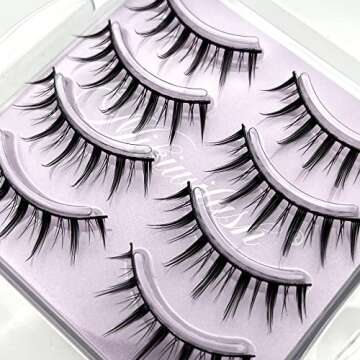 Manga Lashes, Black Band Anime Lashes 4 Pack, Spiky Anime False Eyelashes Natural Look, Japanese Lashes Looks Like Cluster Manga Lashes Individual, Reusable Cosplay Wispy Strip Eyelashes, Asian Lashes, Style B01 By Mikiwi