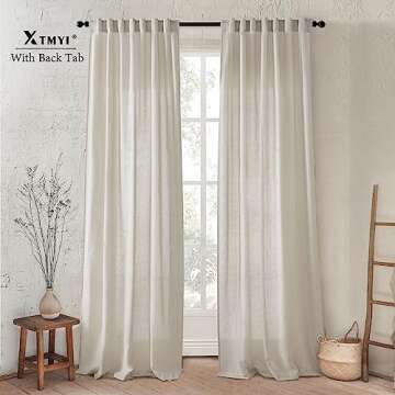 XTMYI Beige Curtains 108 Inches Long for Living Room 2 Panels Linen Back Tab Greige Curtain for Dining Room,50x108 Inch Length