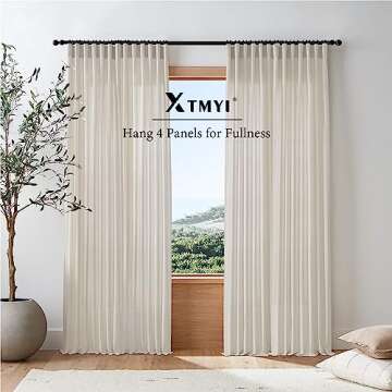 XTMYI Beige Curtains 108 Inches Long for Living Room 2 Panels Linen Back Tab Greige Curtain for Dining Room,50x108 Inch Length