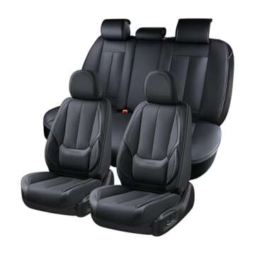 Coverado Car Seat Covers Full Set, Seat Covers for Cars, Black Car Seat Cover, Car Seat Protector Wa...