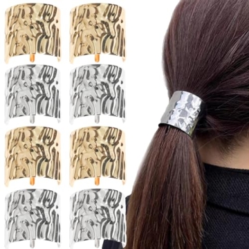 KuuGuu 8 PCS Ponytail Holder Hair Clips - Elegant Metal Cuff Accessories for Women