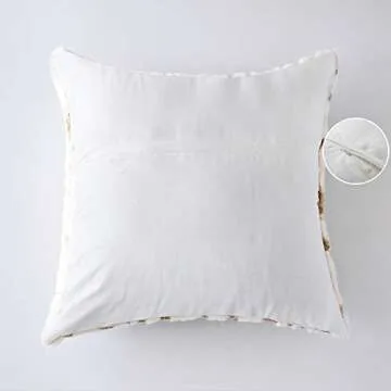 OMMATO Throw Pillows Covers 18 x 18,Set of 2 White Fur with Gold Leaves Soft Throw Pillows for Couch Bed,Accent Home Decorative Square Cushions Cases Shams Pillowcases Farmhouse,45 x 45 CM