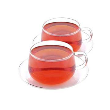 Glitter Borosilicate Glass Tea Cup & Saucer Set of 2