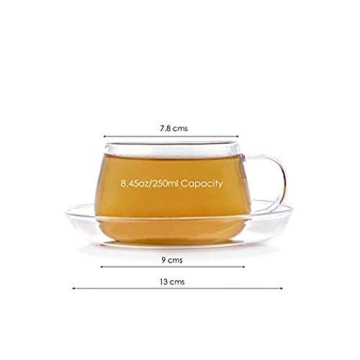 Glitter Borosilicate Glass Tea Cup & Saucer Set of 2