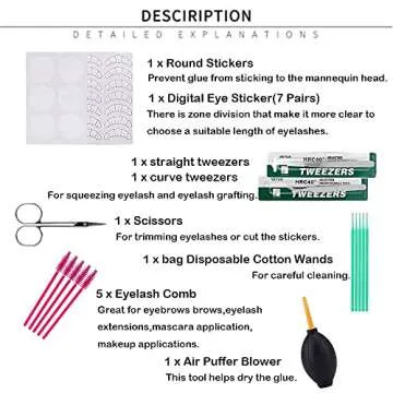 19pcs Eyelash Extension Practice Tool Set for Makeup Artists