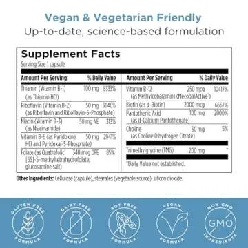 Designs for Health Methylated Vitamin B Complex - Vitamin B Supplements with B12 Vitamins, B1, B3, Niacin, B6, Folate & Biotin - Methylated Multivitamin for Metabolic + Heart Health (120 Capsules)