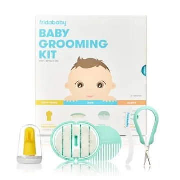 Frida Baby Grooming Kit | Baby Essentials Gift Set Includes Finger Brush with Storage Stand, Hair Br...