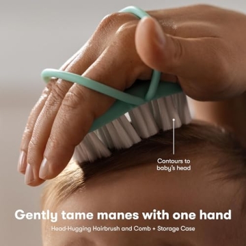 Frida Baby Grooming Kit | Baby Essentials Gift Set Includes Finger Brush with Storage Stand, Hair Brush with Case, Styling Hair Comb, Easy Grip Nail Scissors with Nail File and Case