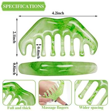 Geiserailie 2 Pieces Jade Combs Massage Stone Hair Gua Sha Scraping Scalp Comb Facial Massage Tool M...