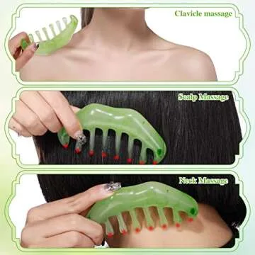 Geiserailie Jade Gua Sha Massage Comb Set for Self-Care