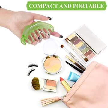 Geiserailie 2 Pieces Jade Combs Massage Stone Hair Gua Sha Scraping Scalp Comb Facial Massage Tool Multifunctional Handheld Head Tools Head Caring Head Therapy Mother's Day Gift(Elegant Style)