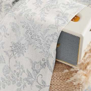 jinchan Floral Kitchen Curtains for Windows 24 Inch Gray Linen Tier Farmhouse Cafe Curtains Country Botanic Small Window Rod Pocket Rustic Flax for Laundry Bathroom RV 2 Panels Verbena Grey on Beige