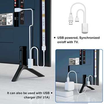 YEEMAYLUX TV LED Lights, TV Backlight with 2 Control Methods for 60-70 inch TV, SMD 5050 RGB Multicolored LED Light Strip with 4096 Color for Game Room,Home Theatre