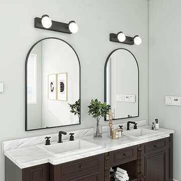 BEAUTYPEAK 26"x38" Arch Bathroom Mirror, Wall Mounted Vanity Metal Frame Mirror for Bedroom, Entryway, Living Room, Black