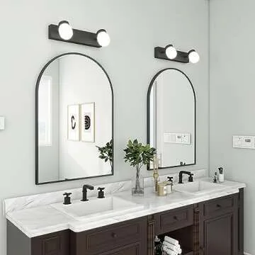 BEAUTYPEAK 26"x38" Arch Bathroom Mirror, Wall Mounted Vanity Metal Frame Mirror for Bedroom, Entryway, Living Room, Black