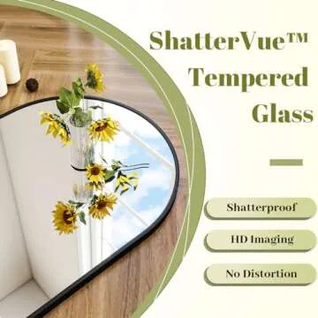 BEAUTYPEAK 26"x38" Arch Bathroom Mirror, Wall Mounted Vanity Metal Frame Mirror for Bedroom, Entryway, Living Room, Black