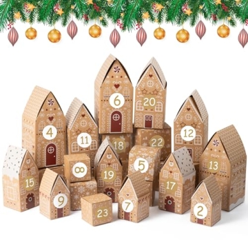 AsodSway Christmas Advent Calendar Boxes - 28P Christmas Candies Treats Boxes Empty Advent Calendar ...