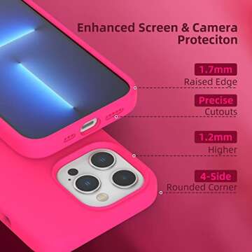 K TOMOTO Compatible with iPhone 13 Pro Case, [Drop Protection] [Anti-Fingerprint] Shockproof Liquid Silicone Cover with Microfiber Lining Phone Case for iPhone 13 Pro 6.1" (2021), Hot Pink