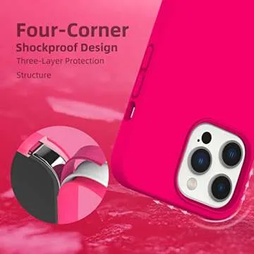 K TOMOTO Compatible with iPhone 13 Pro Case, [Drop Protection] [Anti-Fingerprint] Shockproof Liquid Silicone Cover with Microfiber Lining Phone Case for iPhone 13 Pro 6.1" (2021), Hot Pink