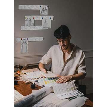 Felt Pin Boards Bar Strips for Walls Bulletin Board Removable with 24 Command Strips Memo Notice Boards as Classroom Office Decor, 4 Pack, 40 Push Pins