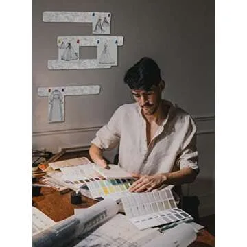 Felt Pin Boards Bar Strips for Walls Bulletin Board Removable with 24 Command Strips Memo Notice Boards as Classroom Office Decor, 4 Pack, 40 Push Pins