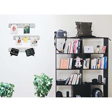 Felt Pin Boards Bar Strips for Walls Bulletin Board Removable with 24 Command Strips Memo Notice Boards as Classroom Office Decor, 4 Pack, 40 Push Pins