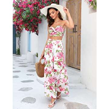 ClearFlower 2 Piece Beach Maxi Dress Set for Summer Style
