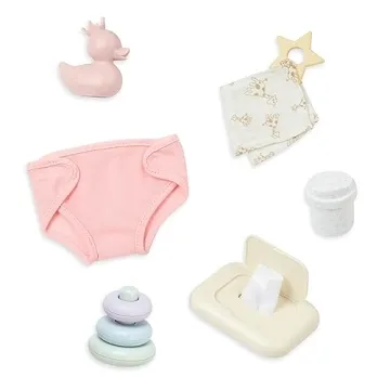 Lullababy – 9-Pc Baby Doll Changing Set – Diaper, Wipes & Rings for Pretend Play