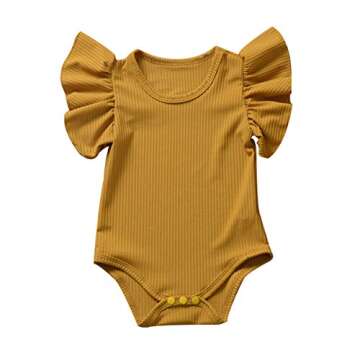 Stylish Infants Ruffle Flower Romper in Organic Cotton for Summer