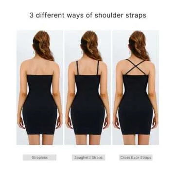 Nebility Strapless Shapewear Slip for Women Tummy Control Body Shaper Under Dress Seamless Lingerie with Removable Straps (Black,Medium/Large)