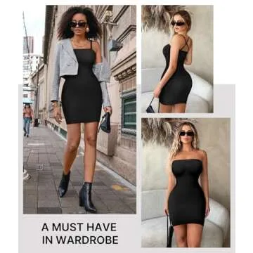 Nebility Strapless Shapewear Slip for Women Tummy Control Body Shaper Under Dress Seamless Lingerie with Removable Straps (Black,Medium/Large)