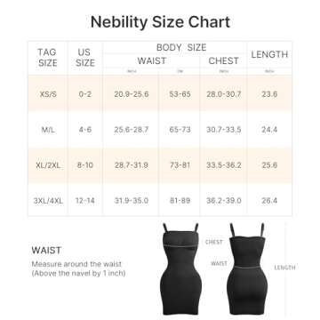 Nebility Strapless Shapewear Slip for Women Tummy Control Body Shaper Under Dress Seamless Lingerie with Removable Straps (Black,Medium/Large)