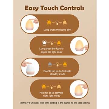 JolyWell Night Light for Kids, Egg Light for Nursery with Stable Charging Pad, Baby Night Light Portable for Breastfeeding, Toddler Night Light for Bedroom, 1h Timer & Touch Control, ABS+PC, White