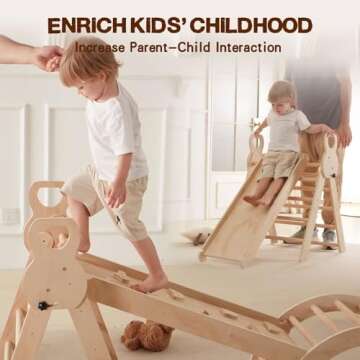 LVHERO 7 in 1 Pikler Triangle Set, Foldable Toddler Baby Climbing Toys, Wooden Montessori Climbing Set, Baby Climber Indoor Playground Jungle Gym for Toddlers Montessori Toys