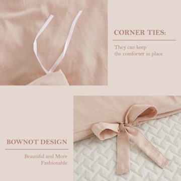 Annadaif Pink Duvet Cover Queen - Soft Bowknot Bedding Set