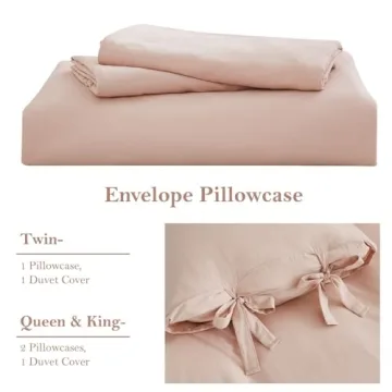 Annadaif Pink Duvet Cover Queen - Soft Bowknot Bedding Set