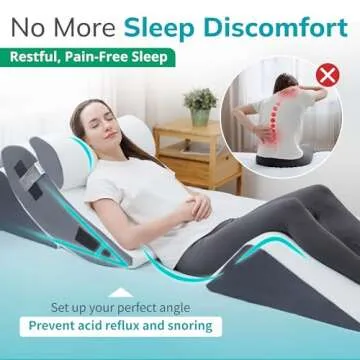 MOZAILAB 4PCS Orthopedic Bed Wedge Pillow Set Memory Foam for Post Surgery Adjustable Support for Back Leg and Arm Pain Relief Acid Reflux GERD Snoring and Sleeping Comfort
