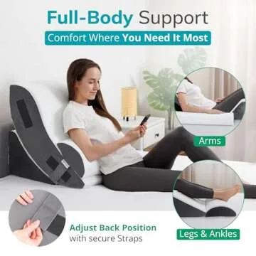 MOZAILAB 4PCS Orthopedic Bed Wedge Pillow Set Memory Foam for Post Surgery Adjustable Support for Back Leg and Arm Pain Relief Acid Reflux GERD Snoring and Sleeping Comfort
