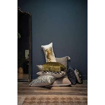 Creative Co-Op Brushed Cotton Striped, Grey & Blue Pillow, 1 Count (Pack of 1)