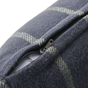 Creative Co-Op Brushed Cotton Striped, Grey & Blue Pillow, 1 Count (Pack of 1)