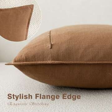 Foindtower Pack of 2, Decorative Linen Soild Throw Pillow Covers Soft Accent Cushion Case Boho Farmhouse Pillowcase for Chair Couch Sofa Bedroom Living Room Home Decor 20 x 20 Inch Orange Brown