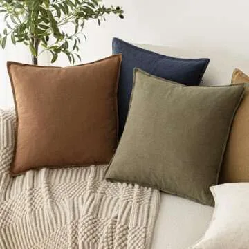 Foindtower Decorative Linen Throw Pillow Covers Set of 2