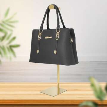 MCKECHSION Purse Holder, 4 Pack Purse Rack Stainless Steel Heavy Bag Stand Gold Hanging Hook Stands Adjustable Height Table Display Stand for Home Store Boutique Counter