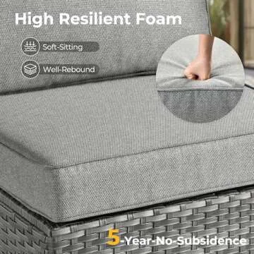 HOOOWOOO Patio Outdoor Sectional Furniture Sofa Set with Fire Pit Table,10 Piece L Shaped Wicker Couch Set with Swivel Chairs,Modern 8 Persons Summer Patio Conversation Set(Charcoal Gray)