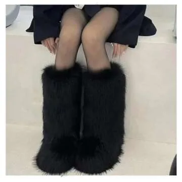 Stylish IXU Women's Faux Fur Knee-High Boots for Winter