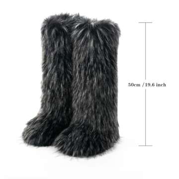 IXU Women's Comfy Faux Fur Winter Knee-High Boots
