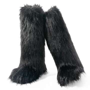 IXU Women's Comfy Faux Fur Winter Knee-High Boots