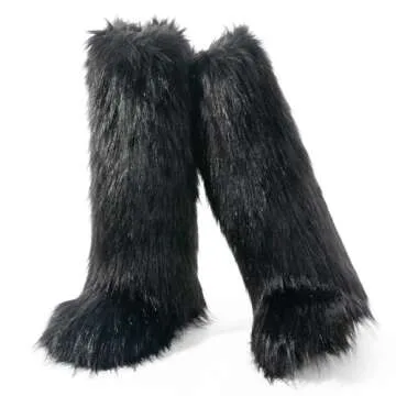 IXU Women's Comfy Faux Fur Winter Knee-High Boots